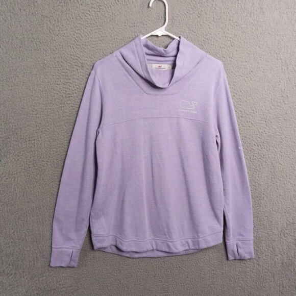 Vineyard Vines Sweatshirt Small Purple Cowl Neck Thumbholes Distressed Pullover - Picture 1 of 10